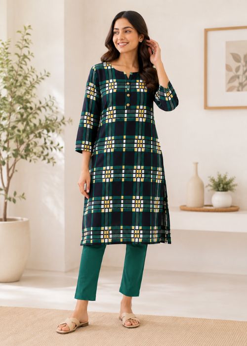 Dotted Print Wool Kurti (XL)