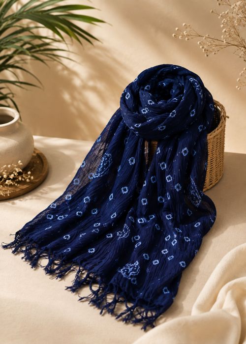 Black with White Printed Dupatta